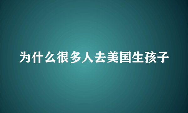 为什么很多人去美国生孩子