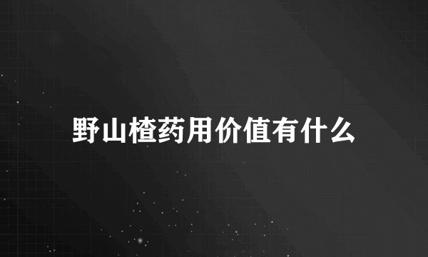 野山楂药用价值有什么