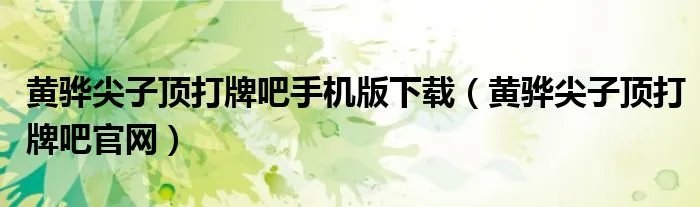 黄骅尖子顶打牌吧手机版下载（黄骅尖子顶打牌吧官网）
