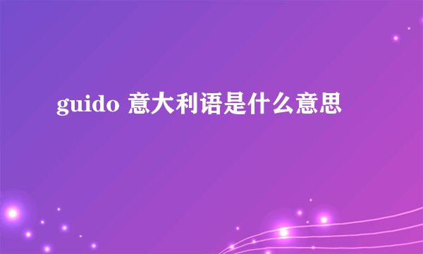 guido 意大利语是什么意思