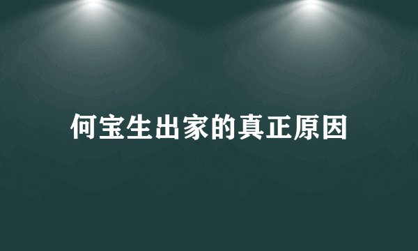 何宝生出家的真正原因