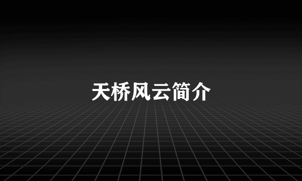 天桥风云简介