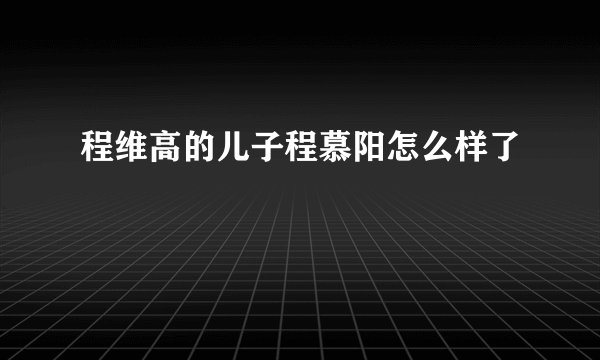 程维高的儿子程慕阳怎么样了