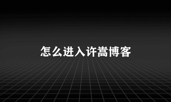 怎么进入许嵩博客