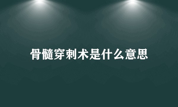 骨髓穿刺术是什么意思