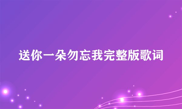 送你一朵勿忘我完整版歌词