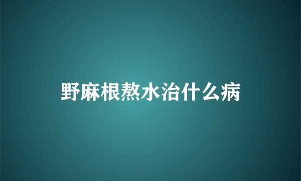 野麻根熬水治什么病