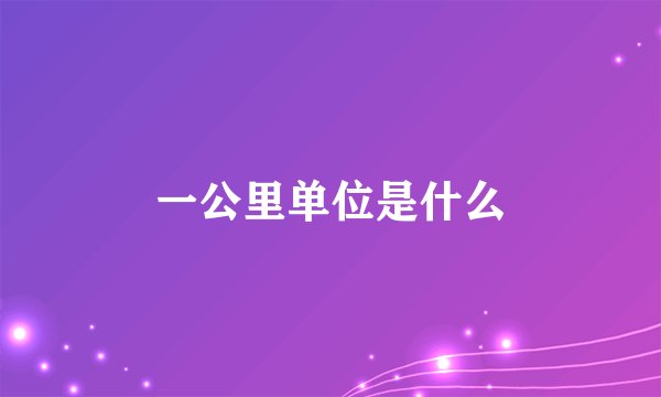 一公里单位是什么