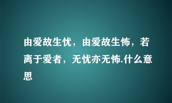 由爱故生忧,由爱故生怖,若离于爱者,无忧亦无怖.什么意思