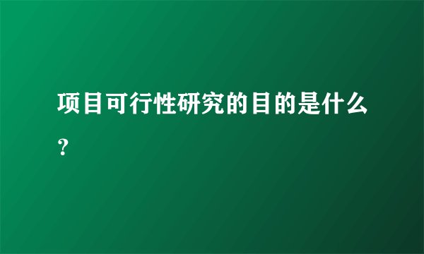 项目可行性研究的目的是什么？