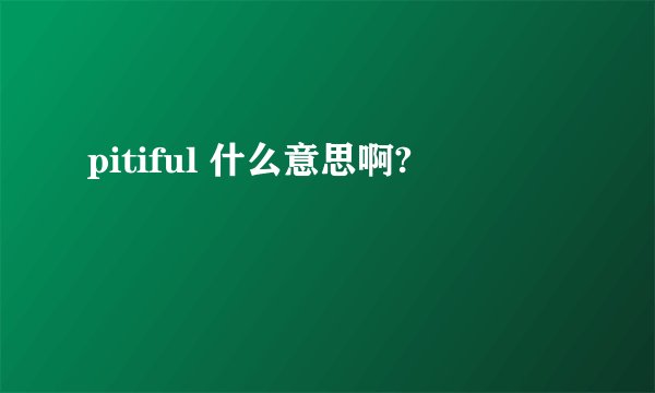 pitiful 什么意思啊?