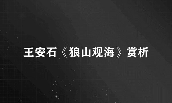 王安石《狼山观海》赏析