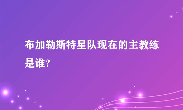布加勒斯特星队现在的主教练是谁?