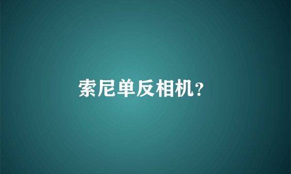 索尼单反相机?