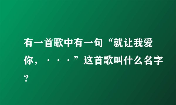 有一首歌中有一句“就让我爱你，···”这首歌叫什么名字？