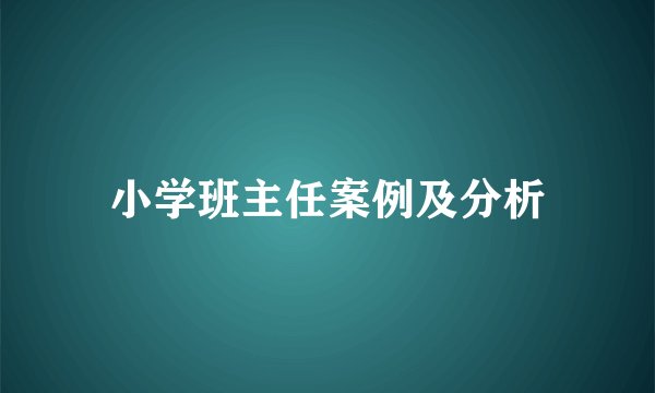 小学班主任案例及分析