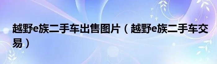 越野e族二手车出售图片（越野e族二手车交易）