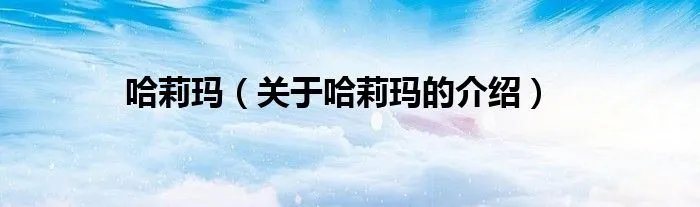 哈莉玛（关于哈莉玛的介绍）