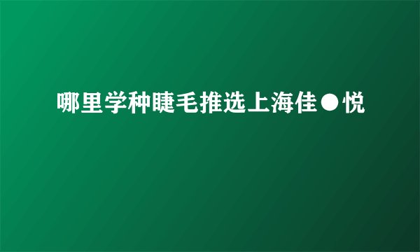 哪里学种睫毛推选上海佳●悦