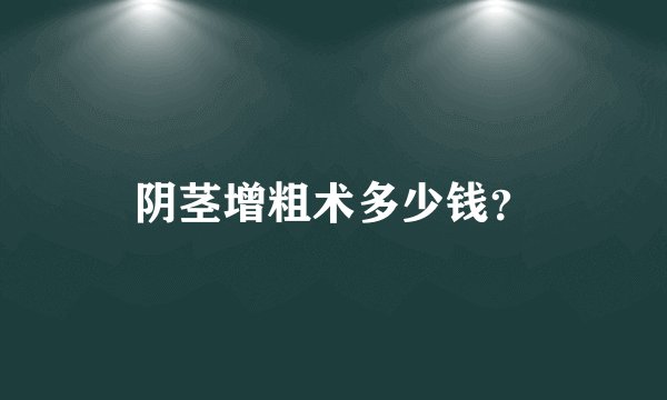 阴茎增粗术多少钱？