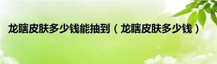 龙瞎皮肤多少钱能抽到（龙瞎皮肤多少钱）