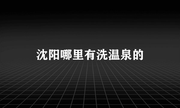 沈阳哪里有洗温泉的