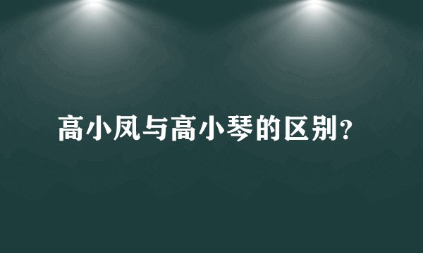 高小凤与高小琴的区别？