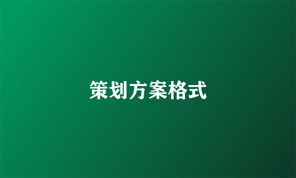 策划方案格式