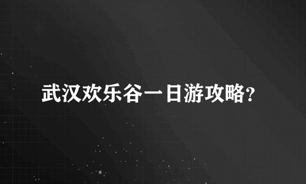 武汉欢乐谷一日游攻略？