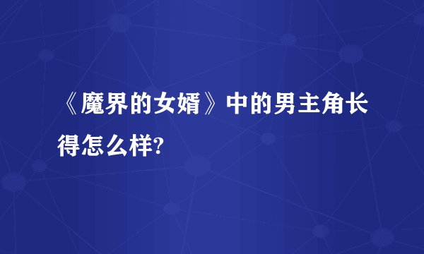 《魔界的女婿》中的男主角长得怎么样?