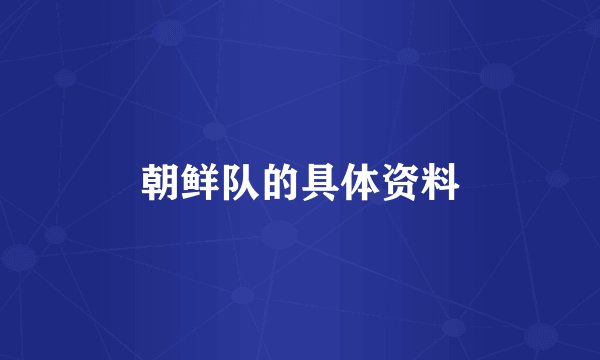 朝鲜队的具体资料