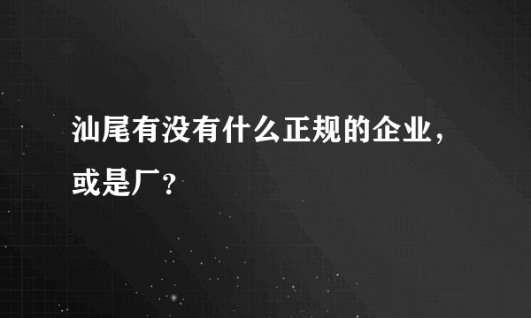 汕尾有没有什么正规的企业，或是厂？