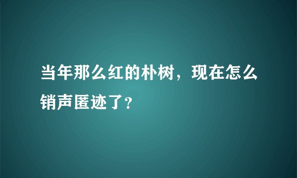 当年那么红的朴树，现在怎么销声匿迹了？