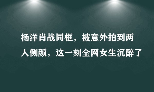 杨洋肖战同框，被意外拍到两人侧颜，这一刻全网女生沉醉了