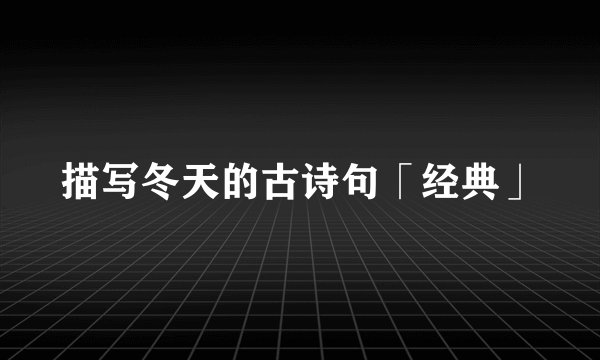 描写冬天的古诗句「经典」