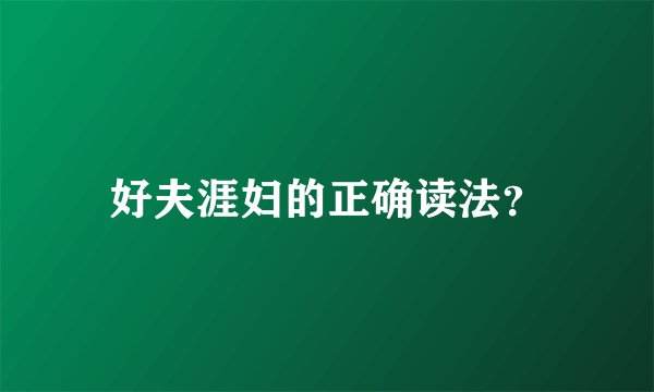 好夫涯妇的正确读法？
