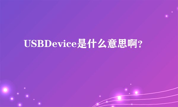 USBDevice是什么意思啊?