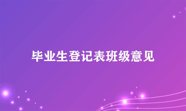 毕业生登记表班级意见