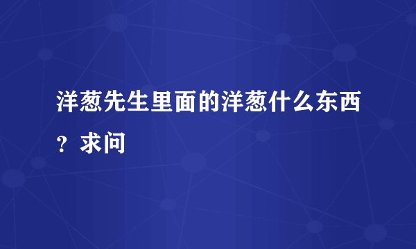 洋葱先生里面的洋葱什么东西？求问