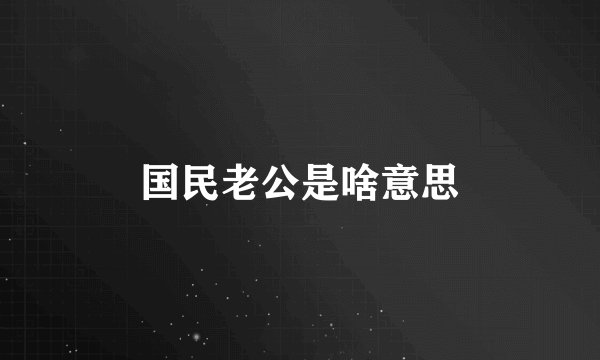 国民老公是啥意思