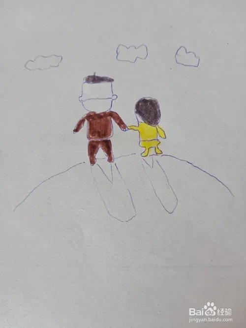 父亲节图片大手牵小手背影简笔画
