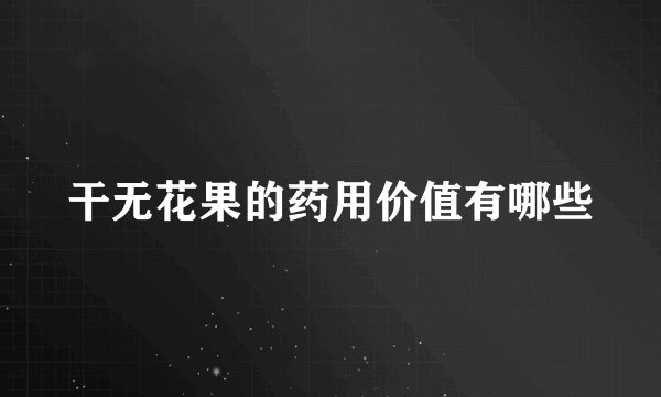 干无花果的药用价值有哪些