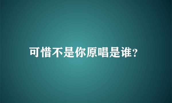可惜不是你原唱是谁？