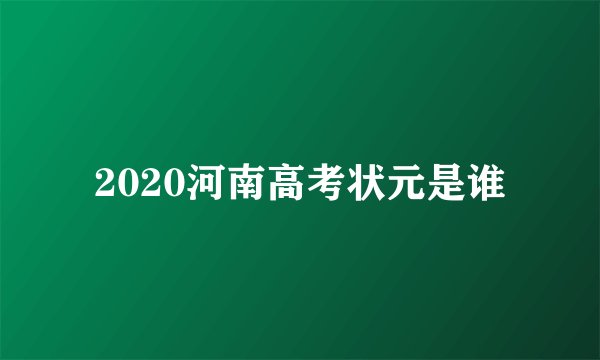 2020河南高考状元是谁