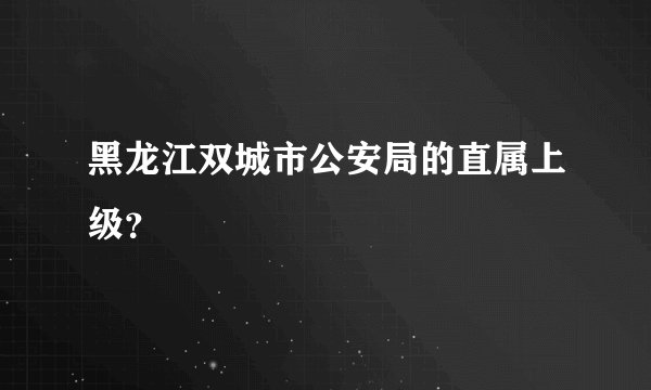黑龙江双城市公安局的直属上级?