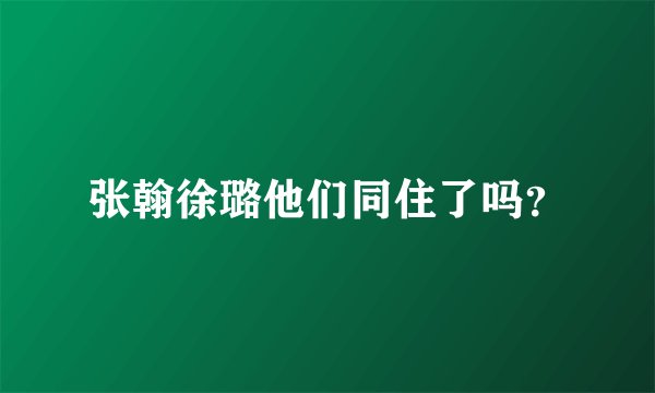 张翰徐璐他们同住了吗？