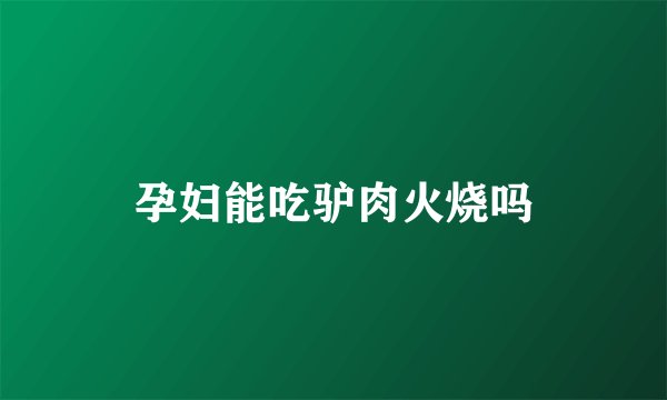 孕妇能吃驴肉火烧吗