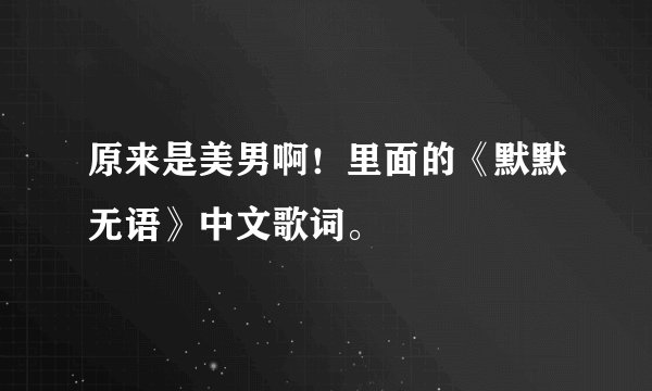 原来是美男啊！里面的《默默无语》中文歌词。