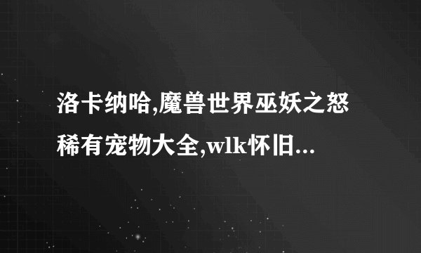 洛卡纳哈,魔兽世界巫妖之怒稀有宠物大全,wlk怀旧服宠物灵魂兽获取方法大全