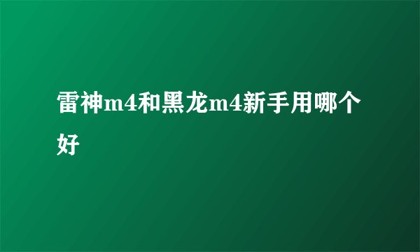 雷神m4和黑龙m4新手用哪个好